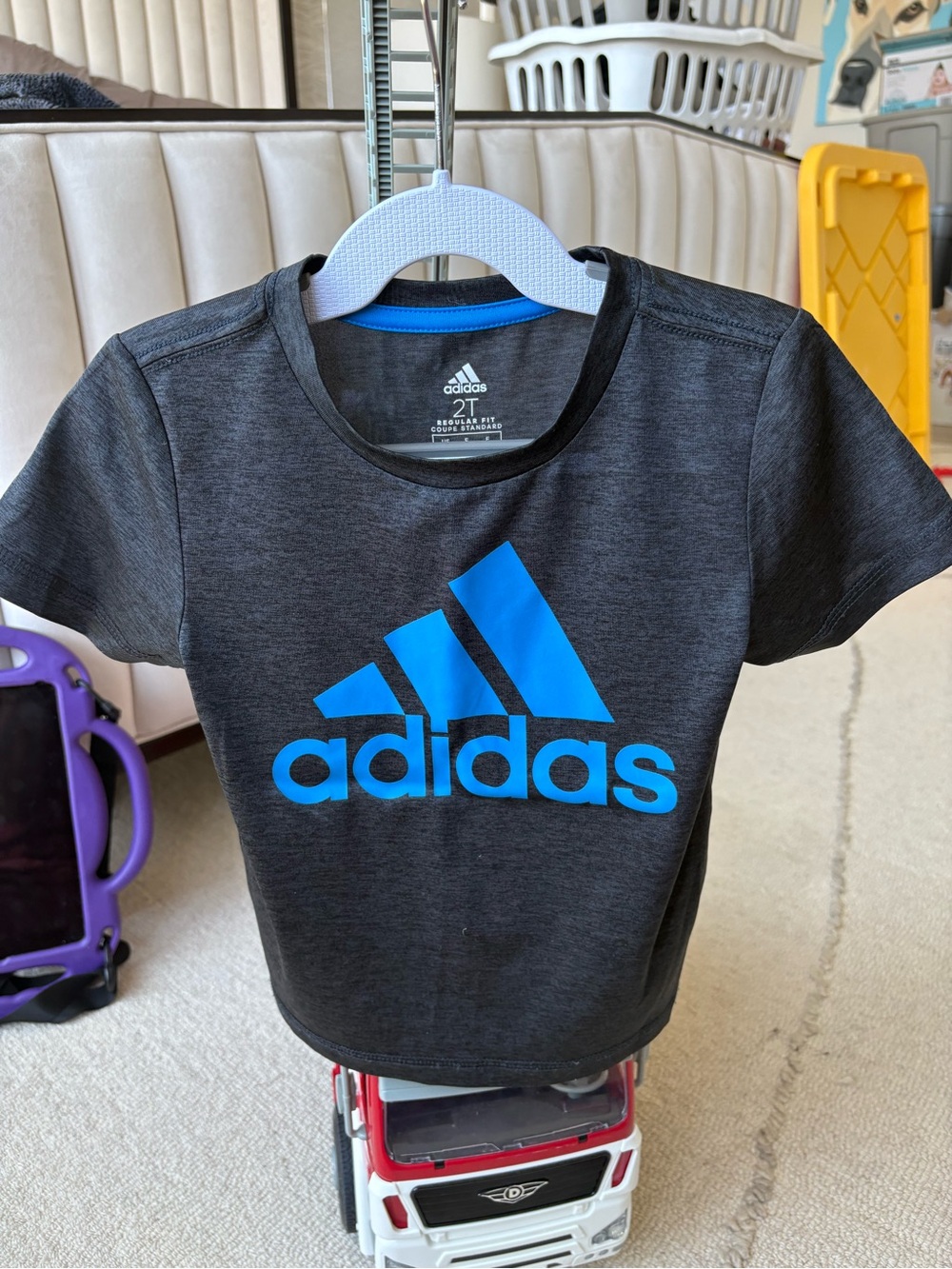 Adidas | Black Tee with Bright Blue Logo - EUC